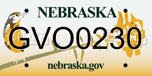 GVO0230 Nebraska License Plate