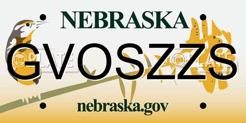 GVOSZZS Nebraska License Plate
