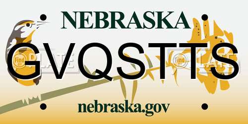 GVQSTTS Nebraska License Plate