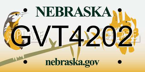 GVT4202 Nebraska License Plate