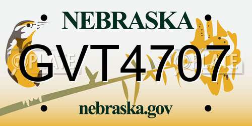 GVT4707 Nebraska License Plate