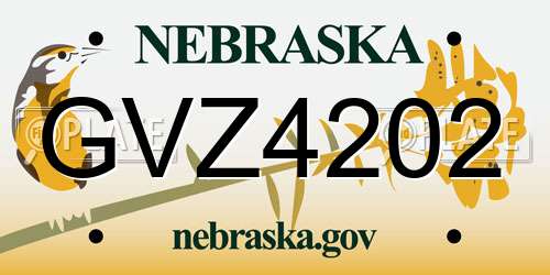 GVZ4202 Nebraska License Plate