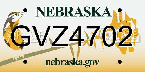 GVZ4702 Nebraska License Plate