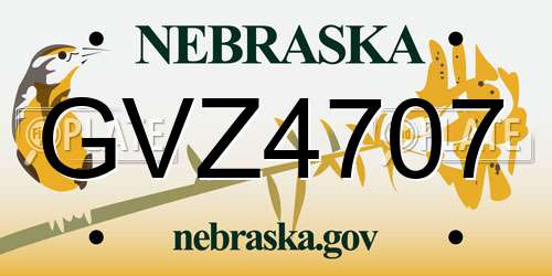 GVZ4707 Nebraska License Plate