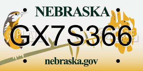 GX7S366 Nebraska License Plate