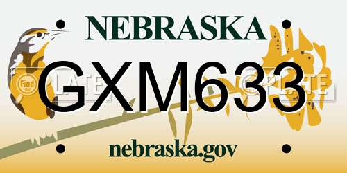GXM633 Nebraska License Plate