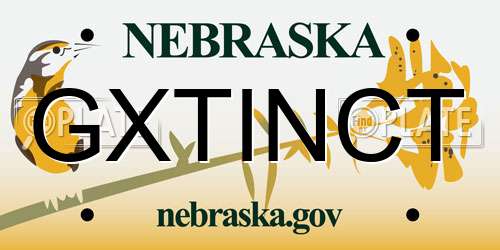 GXTINCT Nebraska License Plate