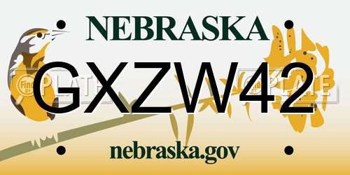 GXZW42 Nebraska License Plate