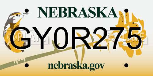 GY0R275 Nebraska License Plate
