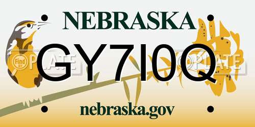 GY7I0Q Nebraska License Plate