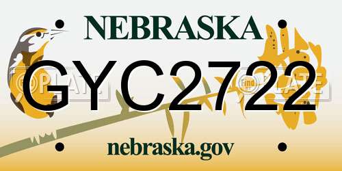 GYC2722 Nebraska License Plate