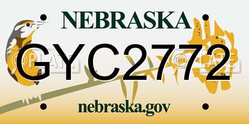 GYC2772 Nebraska License Plate