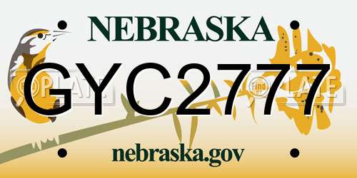 GYC2777 Nebraska License Plate