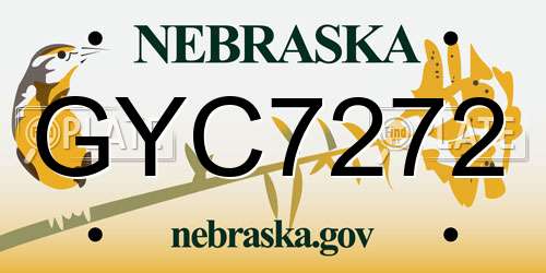 GYC7272 Nebraska License Plate
