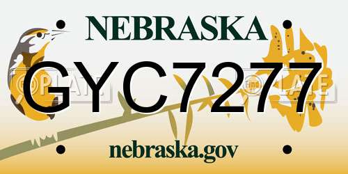 GYC7277 Nebraska License Plate