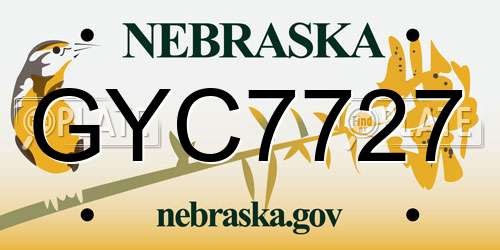 GYC7727 Nebraska License Plate
