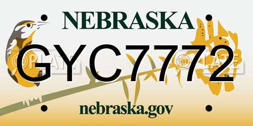 GYC7772 Nebraska License Plate