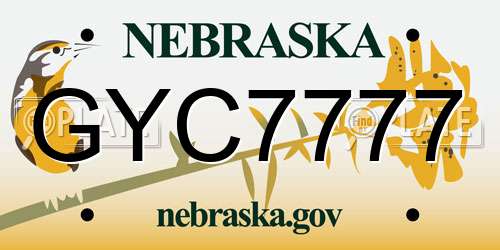 GYC7777 Nebraska License Plate
