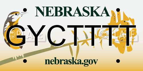 GYCTTTT Nebraska License Plate