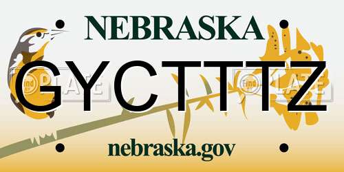 GYCTTTZ Nebraska License Plate
