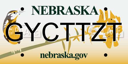 GYCTTZT Nebraska License Plate