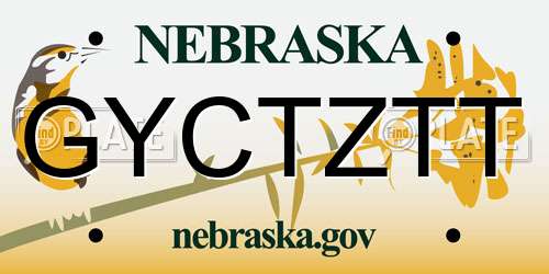 GYCTZTT Nebraska License Plate