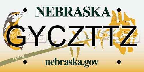 GYCZTTZ Nebraska License Plate