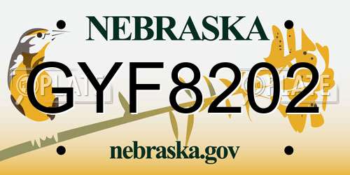 GYF8202 Nebraska License Plate
