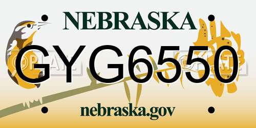 GYG6550 Nebraska License Plate