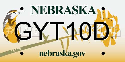 GYT10D Nebraska License Plate