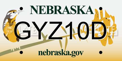 GYZ10D Nebraska License Plate