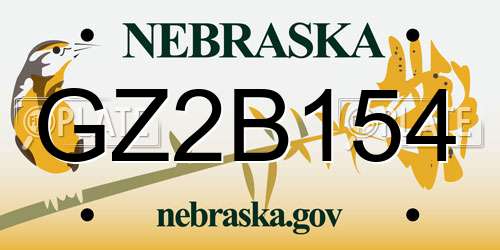 GZ2B154 Nebraska License Plate
