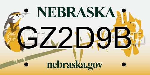 GZ2D9B Nebraska License Plate