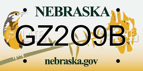 GZ2O9B Nebraska License Plate
