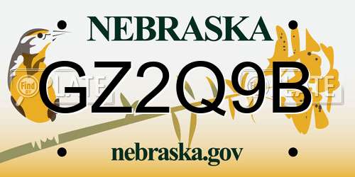 GZ2Q9B Nebraska License Plate