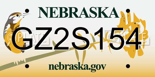 GZ2S154 Nebraska License Plate