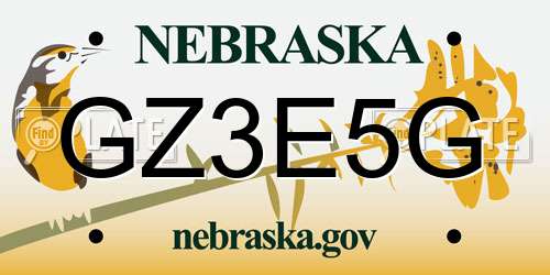 GZ3E5G Nebraska License Plate