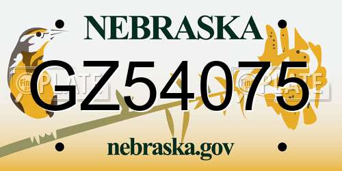GZ54075 Nebraska License Plate