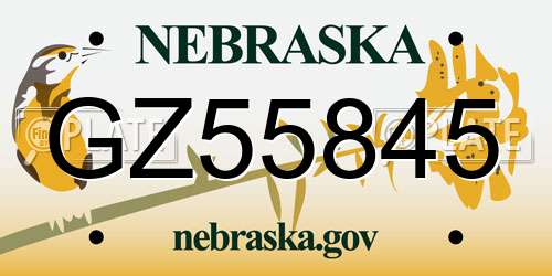 GZ55845 Nebraska License Plate