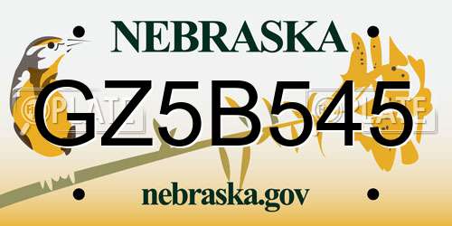 GZ5B545 Nebraska License Plate