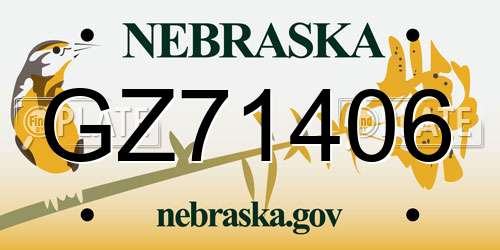 GZ71406 Nebraska License Plate