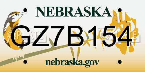 GZ7B154 Nebraska License Plate