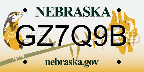 GZ7Q9B Nebraska License Plate