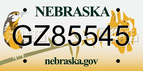 GZ85545 Nebraska License Plate
