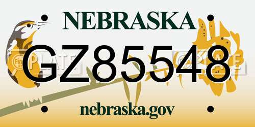 GZ85548 Nebraska License Plate