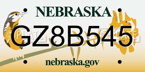 GZ8B545 Nebraska License Plate