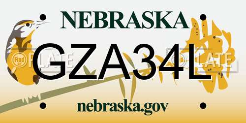 GZA34L Nebraska License Plate