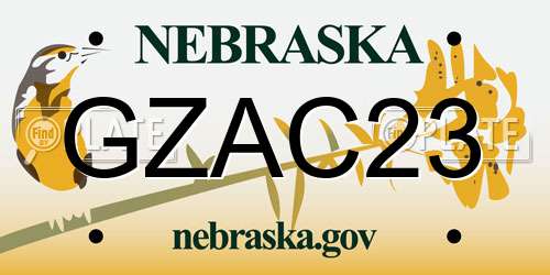 GZAC23 Nebraska License Plate