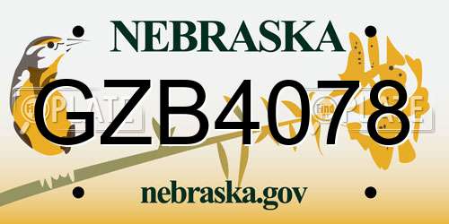 GZB4078 Nebraska License Plate
