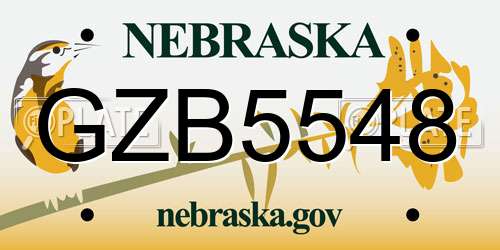 GZB5548 Nebraska License Plate